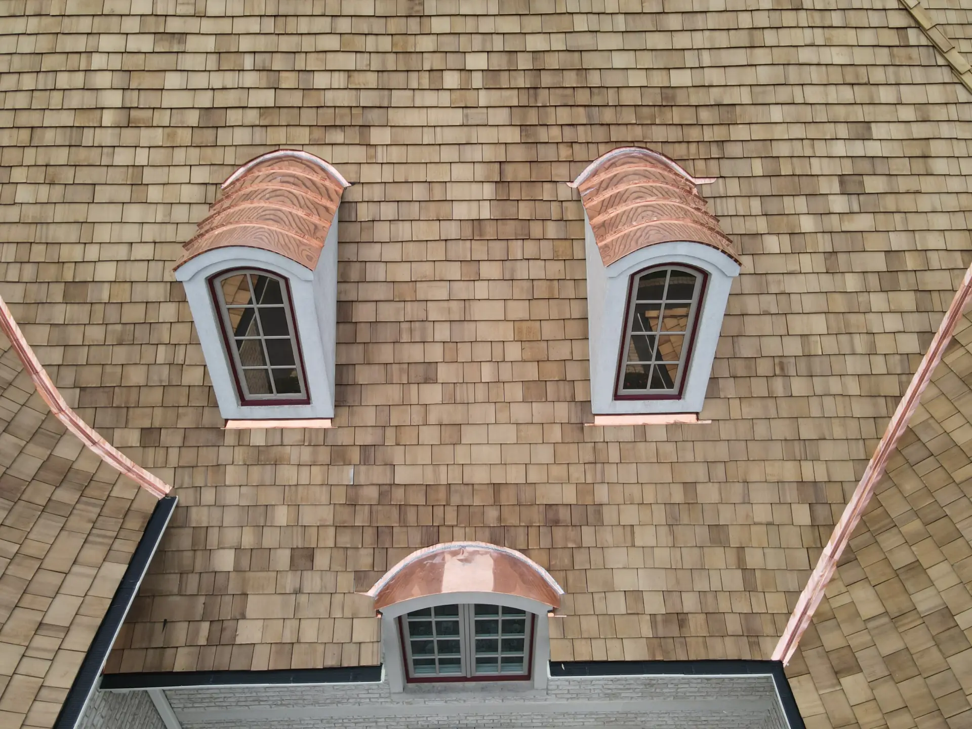 Bubble skylights on brown roof