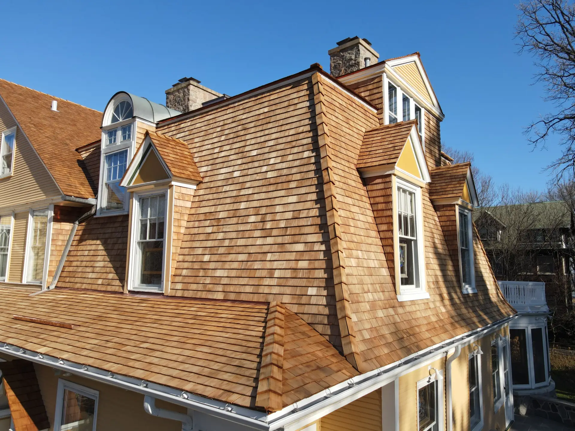 Bubble skylights on brown roof