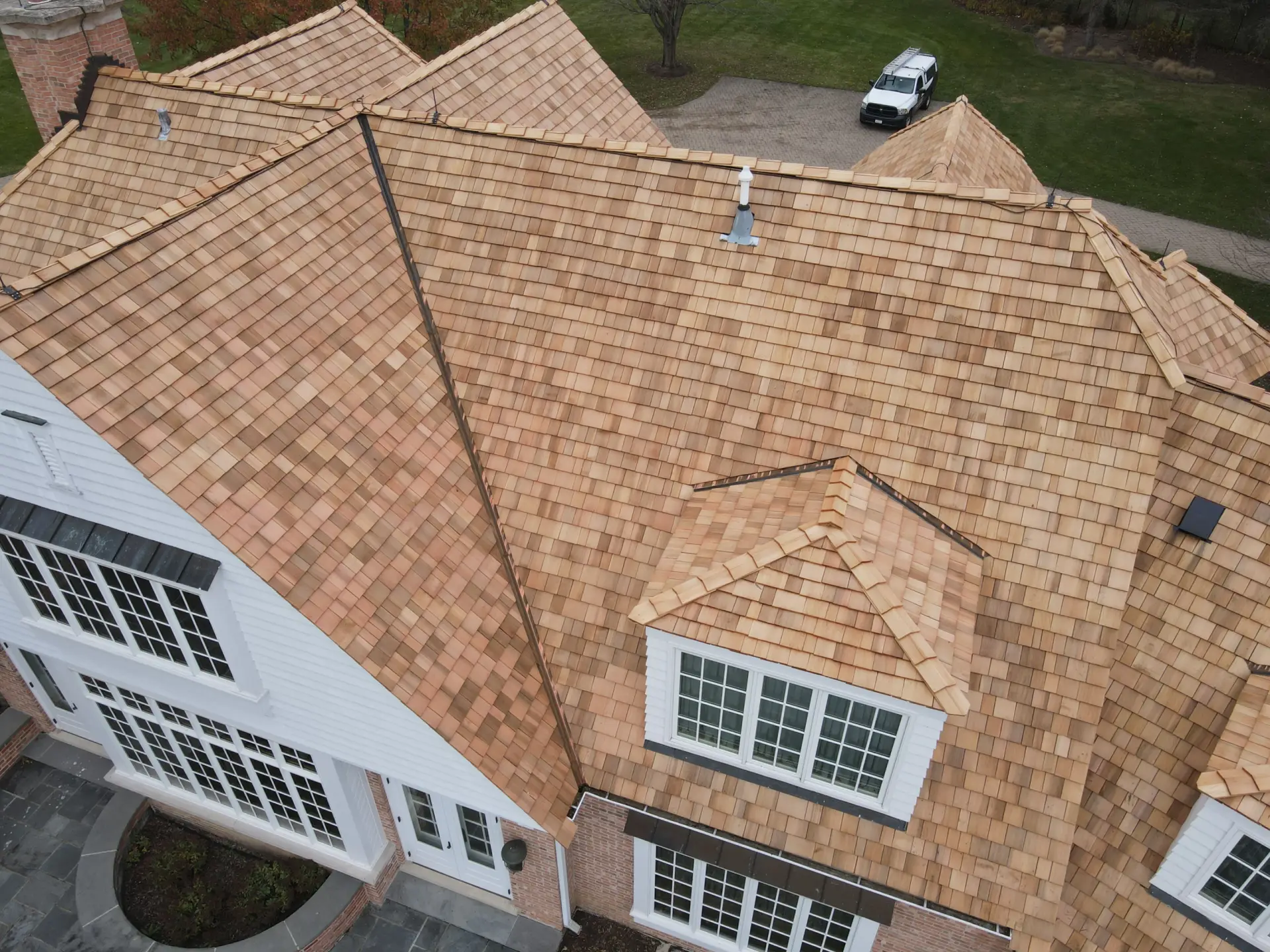 Bubble skylights on brown roof