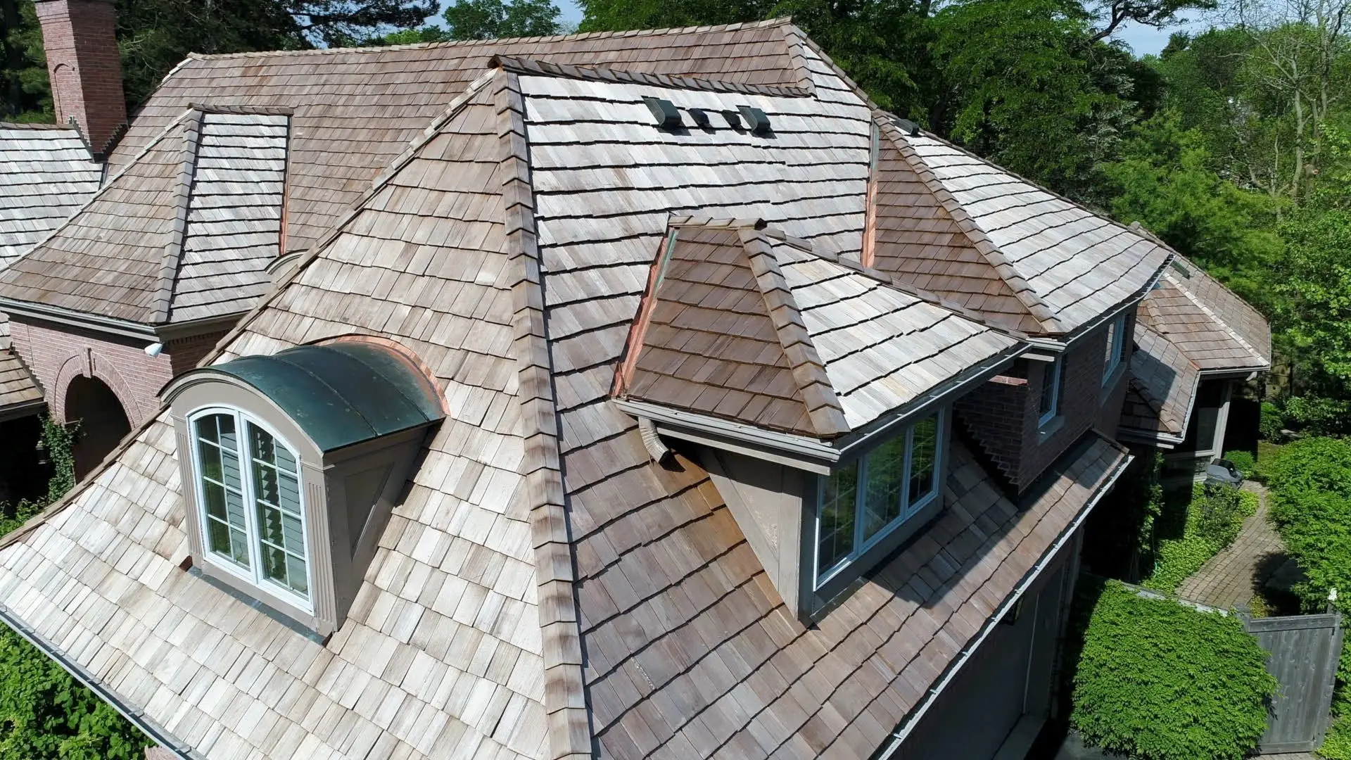 Bubble skylights on brown roof