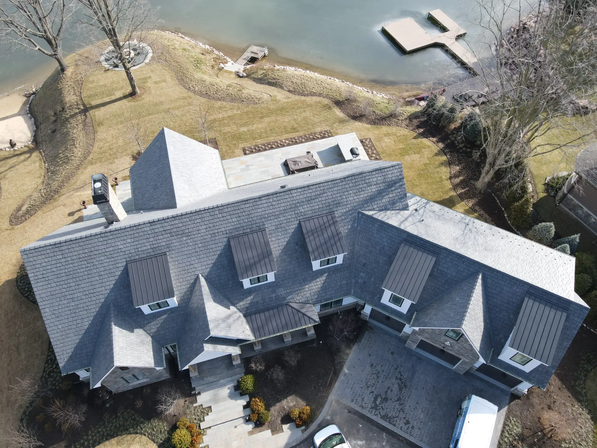 Large skylights on grey roof