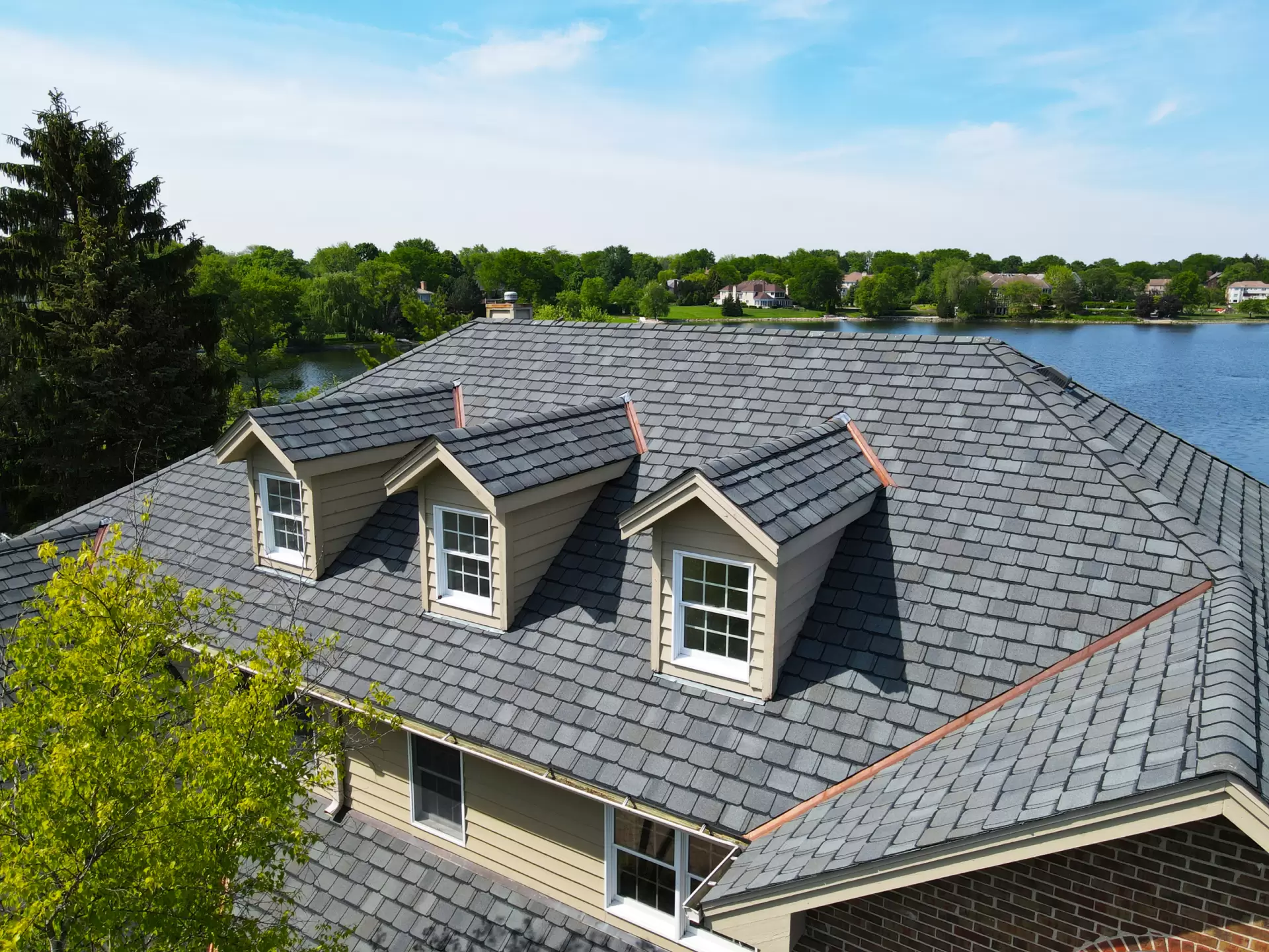 Bubble skylights on brown roof