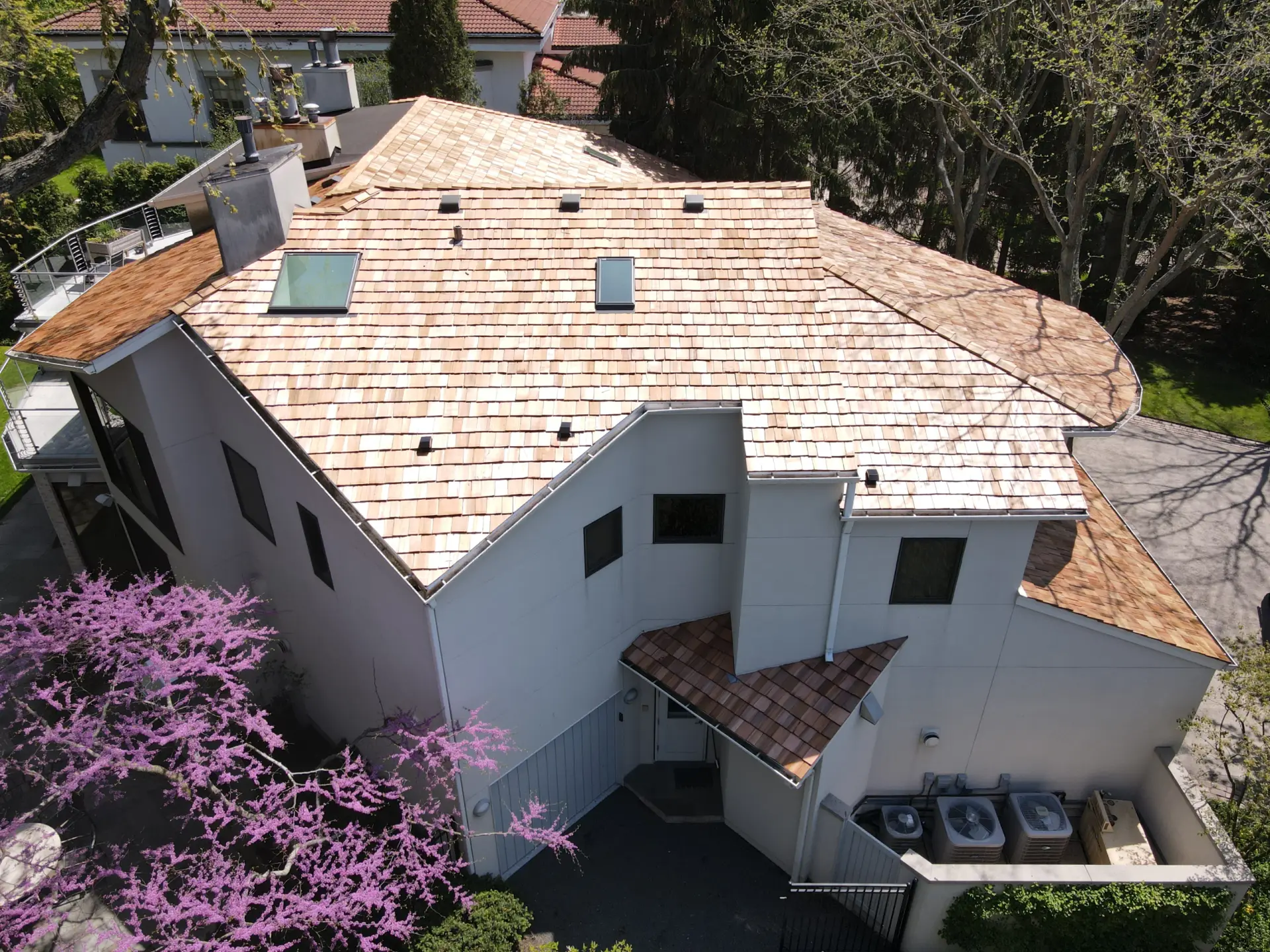 Bubble skylights on brown roof