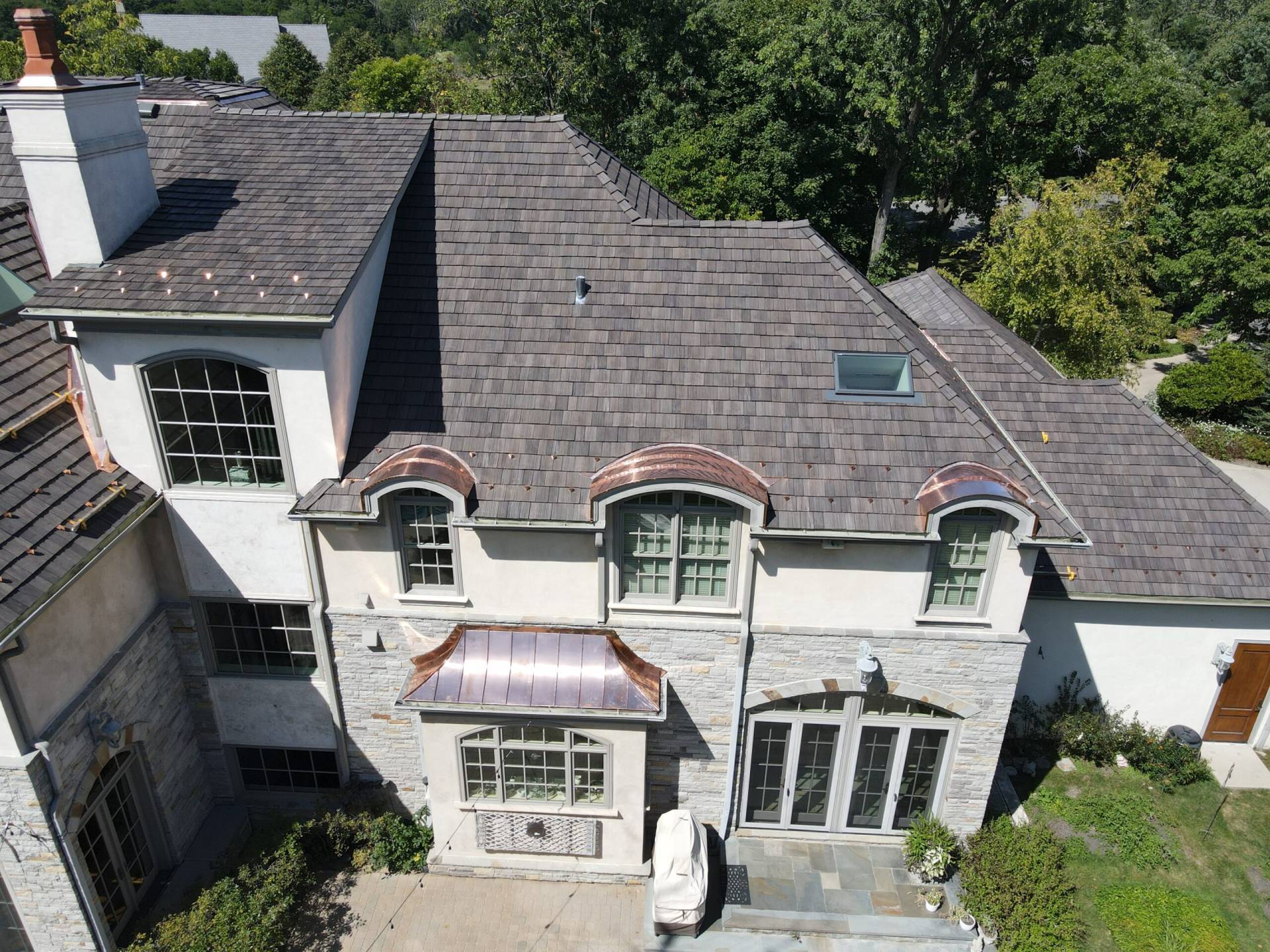 Bubble skylights on brown roof