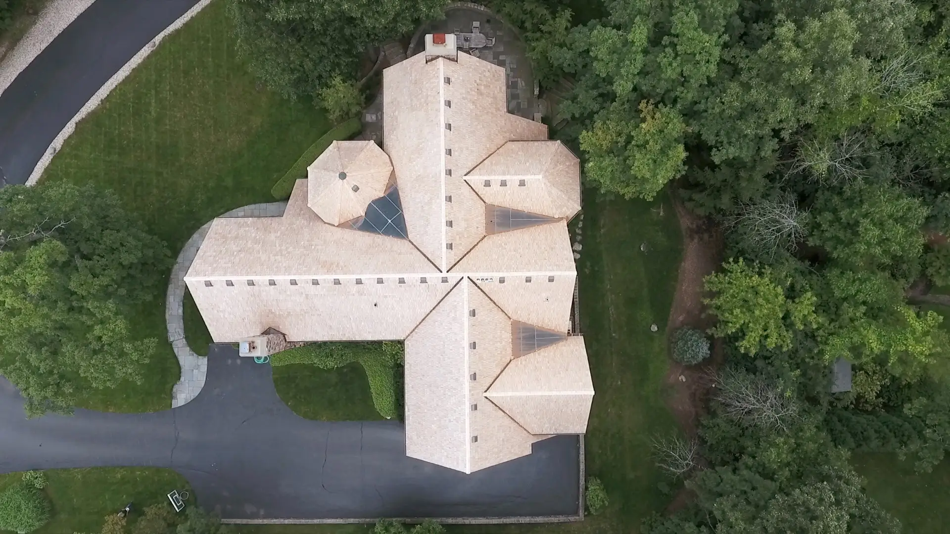 Bubble skylights on brown roof